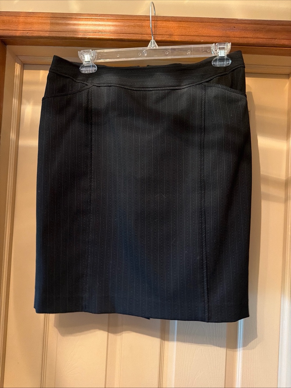 Semantiks Black Pinstripe Pencil Skirt